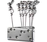 WAYUTO 8 Pcs Mouse Shaped Cocktail Picks with Cheese Holder Stainless Steel Martini Picks Reusable Toothpicks Fruit Picks for Olives Appetizers Sandwich Fruit Hyaline Stone (0408WAZLF22GC1-1)