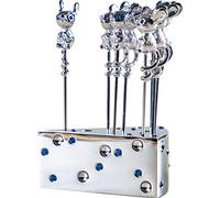 WAYUTO 8 Pcs Mouse Shaped Cocktail Picks with Cheese Holder Stainless Steel Martini Picks Reusable Toothpicks Fruit Picks for Olives Appetizers Sandwich Fruit Starlite