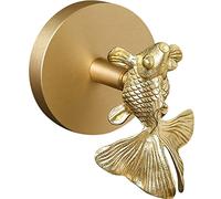 WAYUTO Brass Wall Hooks Heavy Duty for Hanging Metal Vintage Coat Hooks Wall Mounted Door Hook Rack Decorative Pegs for Hanging Bag Key Towel or Purse Goldfish