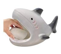 WAYUTO Cute Ceramic Soap Dish Shark Soap Holder Self-Draining Soap Sponge Box Drainable Soap Tray Creative Animal Soap Bar Holder for Shower Bathroom Tub Kitchen Sink Countertop Decoration