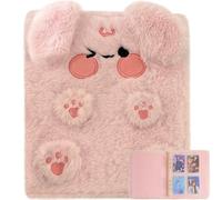 WAYUTO Plush Photocard Binder Kpop Photocard Album with 20Pcs Inner Pages 2x3" Photo Card Holder Cute A6 Photo Album 4-Pocket Detachable Kpop Star Card Holder Pink