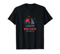 Wayzata Minnesota Sailboat Sunset Design Value Graphic T-Shirt, Men, Black, XL