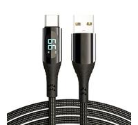 Wayzu® USB to USB C Charger Cable, LED Display, 66W 6A fast charging Cable,Type C,PD,Data Transfer, Nylon Braided,Smart Chip,Compatible with PS5 Android Samsung Galaxy MacBook iPad Air5 Pixel 7 (2M)