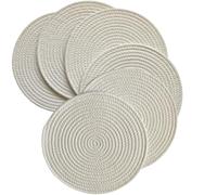 WAZAIGUR Round Placemats Washable Thick Cotton Absorbent 13 inch Round Table Mats for Kitchen Dining Table Set of 6 Round Woven Fabric Indoor/Outdoor Place Mats (Cream, 6)