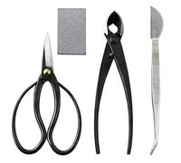 Wazakura 4PCS Bonsai Essential Tool Kit MADE IN JAPAN, Japanese Bonsai Scissors 7inch(180mm) + Concave Branch Cutter 8inch(200mm) + Stainless Tweezers + Sap Eraser Set