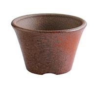 Wazakura Banko Series Small Handmade Rounded Ceramic Bonsai Pot with Drainage Hole 4.3 in (110mm) Made in Japan, Garden Trainning Contanaire, Flower Succulent Houseplant Planter (Red Clay)