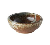 Wazakura Minoyaki Series Small Round Glazed Ikebana Flower Vase Made in Japan, Handpainted Floral Arrangement Pottery Supplies (White Stripe and Terracotta)