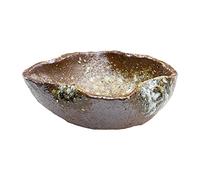 Wazakura Shigaraki Series Handmade Leaf Shaped Ceramic Bonsai Pot with Drainage Hole 15cm (5.9") MADE IN JAPAN, Garden Bonsai Wiring Container, Japanese Flower Planter, Succulent Bowl - Brown