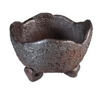 Wazakura Shigaraki Series Small Handmade Ceramic Bonsai Pot with Drainage Hole, Made in Japan, Garden Trainning Contanaire, Flower Succulent Houseplant Planter - White Brush Strokes
