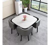 WAZCSD Dining Table Set For 4,dining Room Table Square,Office Reception Room Table,Table And Chair Set,Business Conference Room Table,Small Conference Room Tables,Office Meeting Room Table(Gray)