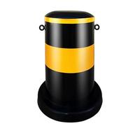 WAZCSD Steel Yellow Safety Bollard Post, Crash Column Driveway Barrier, Reflective Traffic Parking Barriers for Garage, Street and Parking Lot Use,17.7 x 8.6(Black Yellow)