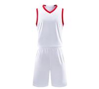 WAZHAKU Basketball Jersey Shirt and Shorts Adult Basketball Jersey, Basketball Sleeveless Suit Basketball Sportswear T-Shirt Vest + Shorts Youth Sweatshirt Tracksuit, Wh1, L
