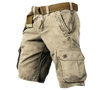WAZHAKU Cargo Trousers Men's Short Cargo Shorts Cotton Bermuda Shorts Summer Cargo Trousers Men's Short with Pockets Bermuda Shorts Short Tactical Trousers Hiking Trousers Breathable Outdoor Mountain