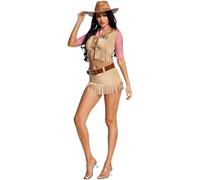 WAZHAKU Cowgirl Outfit, Women's 5-Piece Western Cowboy Costume for Women, Cowgirl Outfits Accessory Set, Country Clothing, Western Outfit for Carnival, Halloween, Cosplay