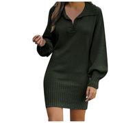 WAZHAKU Knitted Jumper Dress Women's Oversize Winter Sweat Dress Warm Pullover Sweater Knitted Dress Winter Jumper Comfortable Midi Dress Warm Sweaters Long Sleeve Wool Jumper Long Jumper