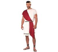 WAZHAKU Men's Greek God Costume Retro Roman Toga Tunic Roman Emperor Tunic Top with Gladiator Skirt Top Gods and Heroes of Ancient Greece Adult Costume and Comfortable, red, M
