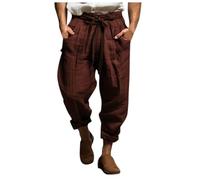 WAZHAKU Men's Medieval Trousers Steampunk Renaissance Trousers Gothic Costume Vintage Long Victorian Trousers Viking Clothing Men's Pirate Trousers Halloween Fancy Dress Costume Leisure Trousers Linen