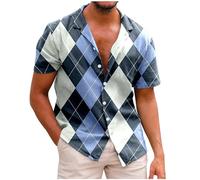 WAZHAKU Men's Shirt with Skull Motif, Hawaiian Resort Style Lapel, Casual Shirt, Men's Button Placket, Hawaiian Shirt, Short Sleeve, Tropical Shirts, 3D Pineapple, Skull Print, Hawaiian Shirts,