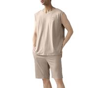 WAZHAKU Pyjamas for Men, Sleeveless Pyjama Set, Two-Piece Soft Shorty Sleepwear, Modal Leisure Suit, Plain Crew Neck, Sleeveless T-Shirt, Pyjama Bottoms, Leisure Suit, Tank Top + Shorts Sets, khaki, L