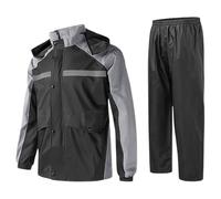WAZHAKU Rain Suit Motorcycle Men's 2-Piece Rain Suit for Men Women Reflective Windproof Rain Suit Rain Clothing Bicycle Rain Jacket and Rain Trousers Waterproof Suit, R Grey, XL