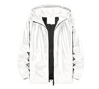 WAZHAKU Sequin Jacket Men's Hooded Jacket Sweat Jacket Metallic Jackets 80s Glitter Windbreaker Vintage Shimmering Sun Protection Colourful Pilot Jacket Sports Jacket Shiny Reflective, White, L