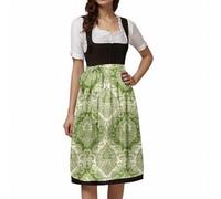 WAZHAKU Women's Dirndl Apron Midi Long Dirndl Aprons Dirndl Apron Wedding Medieval Oktoberfest Traditional Skirt Pleated Skirt For Bavarian Costume Summer Pleated Skirt Festive Dirndl Skirt, S green
