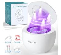 Wazhel Ultrasonic Retainer Cleaner Machine, 45kHz Dental Cleaning Pod for Denture, Mouth Guard, Night Guard, Aligner, Braces, Toothbrush, 200ML Denture Cleaner with Digital Timer & 4 Modes, White