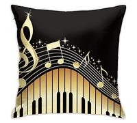 WAZHIJIA Music Note Piano Decorative Throw Pillow Covers 18 X 18 Inch,Elegant Music Cushion Cover Square Pillow Cases for Car Sofa Home Decor