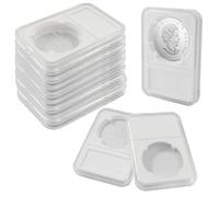 Waziaqoc 10-Pack White Plastic Coin Slab Display Holder - Coin Slab Protector Case Coin Holder Collection, Fits 38.5mm Morgan/Peace/IKE Dollars, with Secure Four-Point Fixation