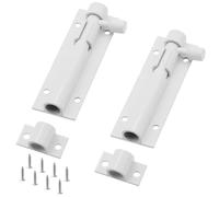 Waziaqoc 2Pcs 3Inch Barrel Bolt, White Barrel Slide Bolt Heavy Duty Stainless Steel Security Door Lock Surface Bolt with Mounting Screws