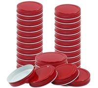 Waziaqoc 30 Pack Mason Jar Lids Regular Mouth, Leak Proof Secure Mason Storage Solid Caps Jars Lids, 2.75 inch/70mm, Red