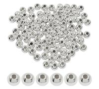Waziaqoc 8mm Iron Silver Beads, 200-Pack of Round Ball Spacers 8mm Spacers Beads for Crafting DIY Bracelets, Necklaces Dangle Earrings
