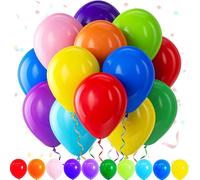 Waziwe Pack of 100 Colourful Birthday Balloons, Premium Balloons Made of 100% Natural Latex, 10 Colours Helium Balloons, Colourful, Balloon Garland, Perfect for Balloons Wedding or Party Decoration
