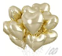 Waziwe Pack of 24 Heart Balloons Gold • 18 Inch Heart Foil Balloons Gold Can Be Filled with Helium, Perfect for Wedding Decoration, Valentine's Day Decoration, Baby Showers and Balloons Birthday