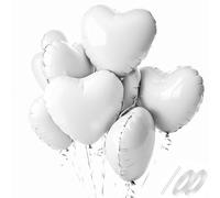 Waziwe Pack of 24 Heart Balloons, White, 18 Inch Heart Foil Balloons, White, Can Be Filled with Helium, Perfect for Wedding Decoration, Valentine's Day Decoration, Baby Showers and Balloons Birthday