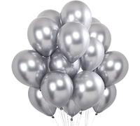 Waziwe Pack of 36 Silver Birthday Balloons • Premium Balloons Made of 100% Natural Latex • Balloon Garland for Balloons Wedding Boys Girls Party Decoration Baby Shower Anniversary Decoration
