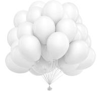 Waziwe Pack of 60 White Birthday Balloons • Premium Balloons Made of 100% Natural Latex • Balloon Garland for Balloons Wedding Boys Girls Party Decoration Baby Shower Anniversary Decoration