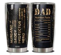 WAZONE Camo Dad Nutrition Fact Tumbler with Lid 20Oz Stainless Steel Insulated Travel Coffee Mug Army Thermal Cup Fathers Day Birthday Gifts for Men Veteran Military
