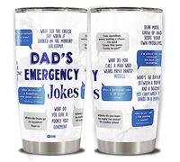 WAZONE Emergency Dad Jokes Tumbler Cup 20Oz Double Wall Vacuum Insulated Travel Mug for Best Ever Dads Daddy Father Gag Gift Funny Birthday Presents Christmas From Daughter Son