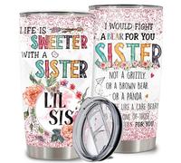 WAZONE Sister Tumbler Insulated Cup I Would Fight a Bear For You Saying For Soul Little Big Sisters in Law Best Friends Bestie Gift Birthday Christmas 20Oz Stainless Steel Vacuum Travel Mug