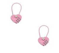 WAZUBC 2 Pcs Combination Lock, Mini 3 Digit Code Heart Lock Wire Rope Password Lock Keyless Resettable Travel Luggage Locks for Backpack, Gym Locker, Hasp, Case (Pink)
