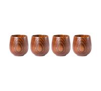 WAZUBC 4 Pcs Wooden Tea Cups, 150ml Handmade Natural Wood Water Cup Wooden Tea Cups for Drinking, Wine, Milk, Coffee