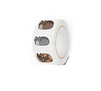 WAZUBC 500 Pcs Cute Cat Sticker Roll, Aesthetic Label Stickers for Party Favors,Gift Wrapping Celebrations Envelopes Scrapbooking Crafts