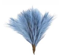 WAZUBC Artificial Pampas Grass Bouquet, 43cm Fake Pampas Grass Soft Fluffy Dried Flowers Decor for Indoor and Outdoor, Living Room, Party (Blue)