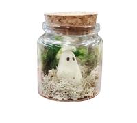 WAZUBC Halloween Ghost Glow in The Dark Little Ghost Bottle Glowing Ghost Figurines with Moss in Glass Decor Halloween Party Decorations