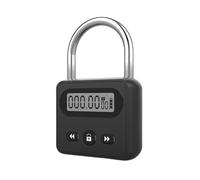 WAZUBC Metal Timer Lock, Electronic Time with LCD Display 999 Hour Timing Padlock USB Rechargeable Digital Time Lock (Black)