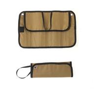 WAZUBC Portable Cutlery Storage Pouch Case, Oxford Storage Roll Bag Spoon Fork Chopsticks Camping Cutlery Bag (Brown)