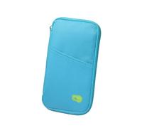 WAZUBC Small Travel Wallet Passport Holder, Multiple Compartments Lightweight Document Organizer for Credit Debit Cards, IDs, Documents, Money, Ticket (Blue)