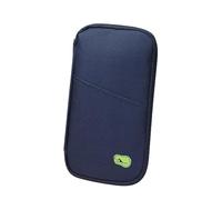 WAZUBC Small Travel Wallet Passport Holder, Multiple Compartments Lightweight Document Organizer for Credit Debit Cards, IDs, Documents, Money, Ticket (Navy Blue)