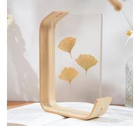 WAZUBC Wood Herbarium Plant Frame, Acrylic Wooden Herbarium Display Frame for Pressed Flowers Dried Leaf Display Desktop Table Wall Decoration, Double Sided Acrylic (18 * 13cm, Wood Color)